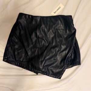 NWT Sleek Black Faux Leather Skort by Luvamia